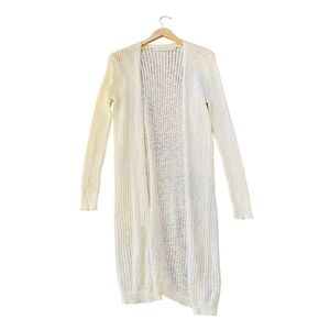 BISHOP + YOUNG Long White Open Front Sweater